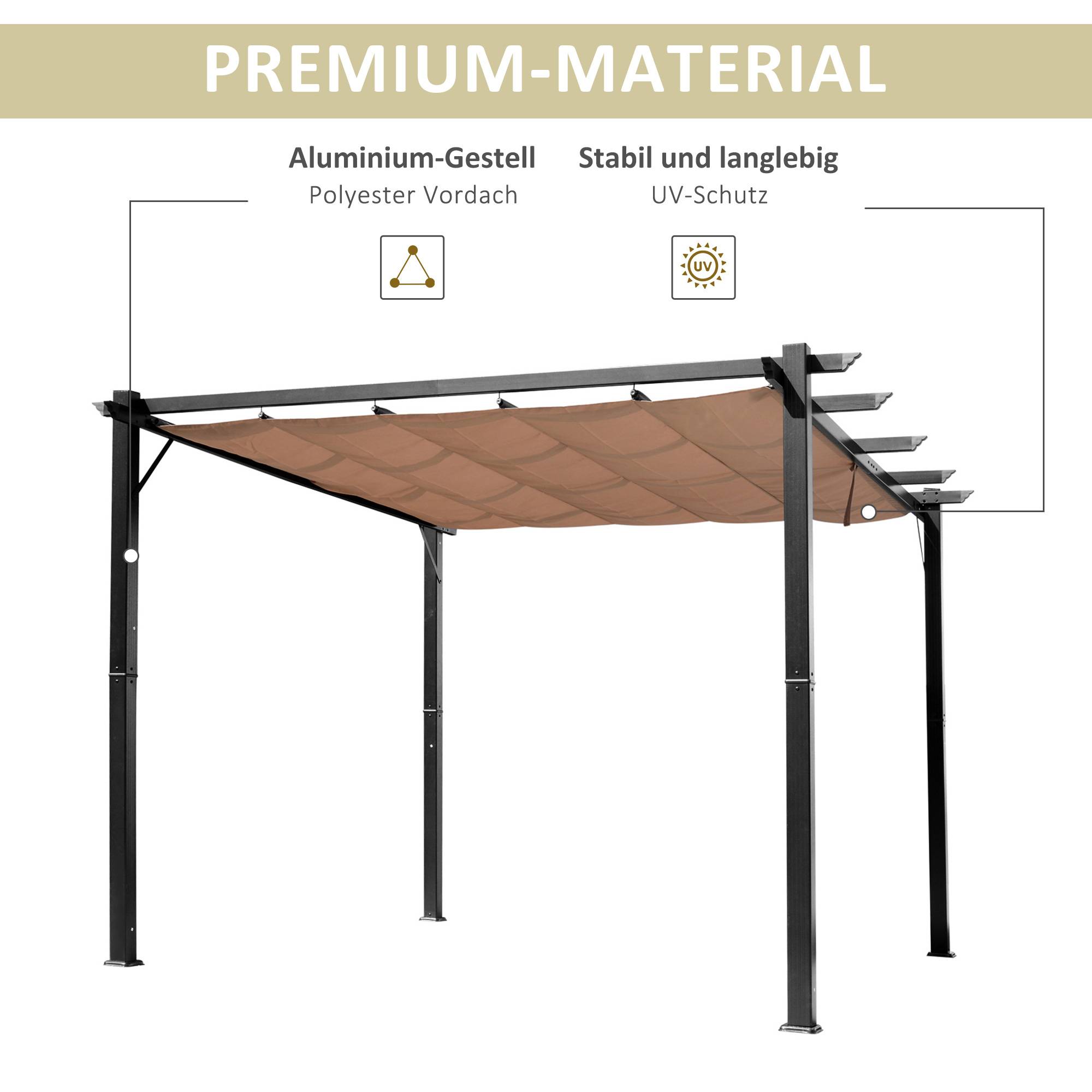 Tonnelle pergola aluminium jardin toit rétractable réglable 3x4m gris marron - ComfortXL Outdoor Living - Image 7