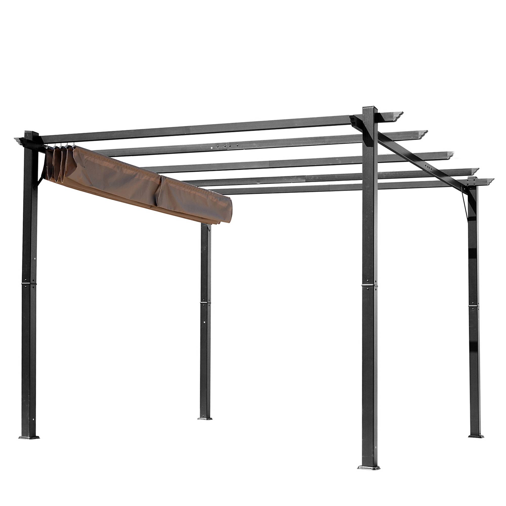 Tonnelle pergola aluminium jardin toit rétractable réglable 3x4m gris marron - ComfortXL Outdoor Living - Image 2
