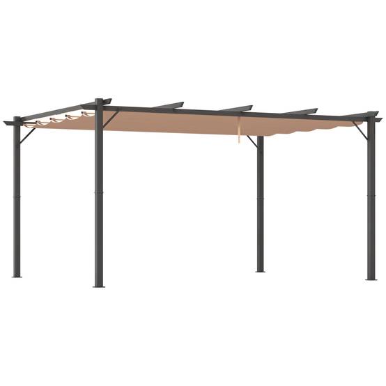 Tonnelle pergola aluminium jardin toit rétractable réglable 3x4m gris marron - ComfortXL Outdoor Living - Image 1