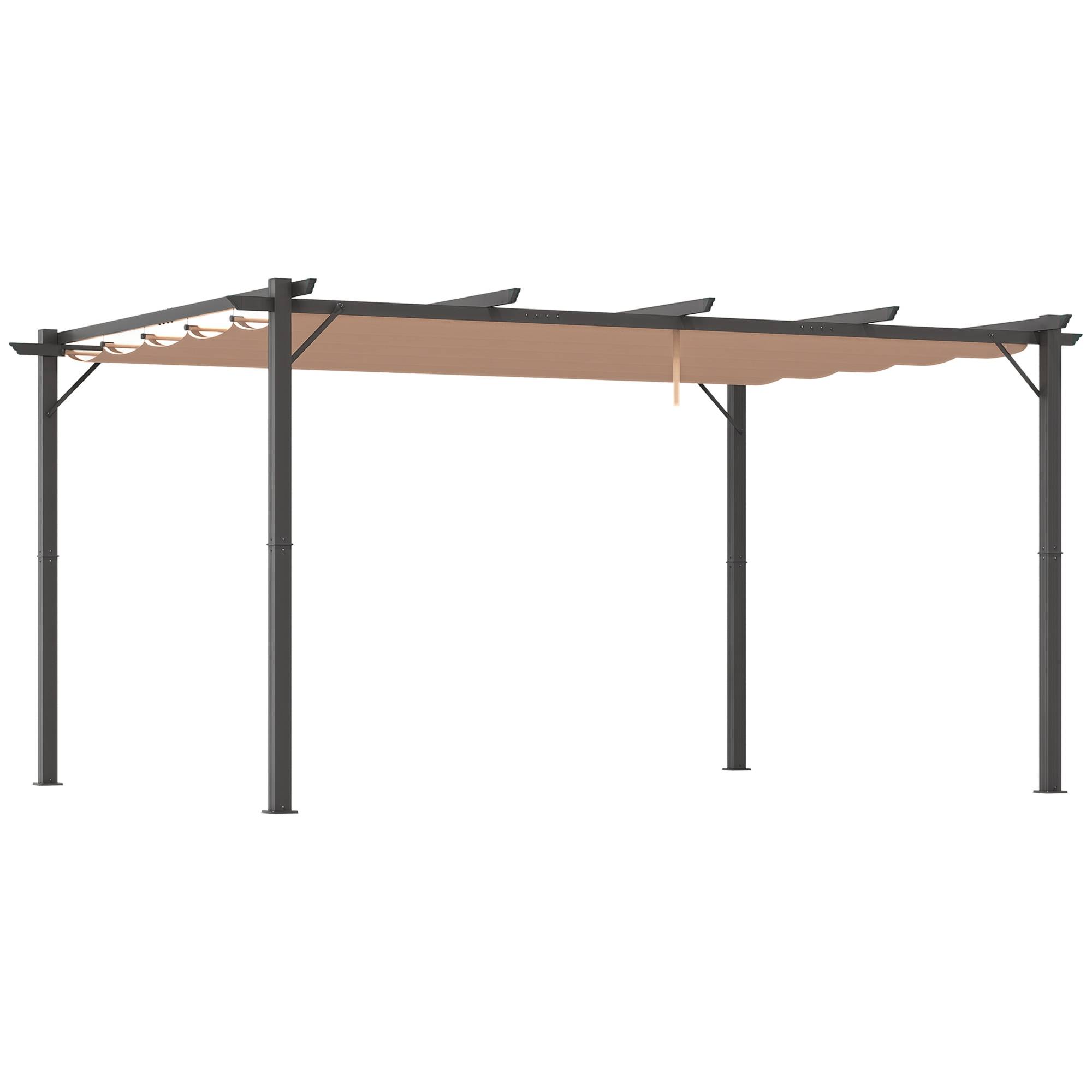 Tonnelle pergola aluminium jardin toit rétractable réglable 3x4m gris marron - ComfortXL Outdoor Living - Image 1