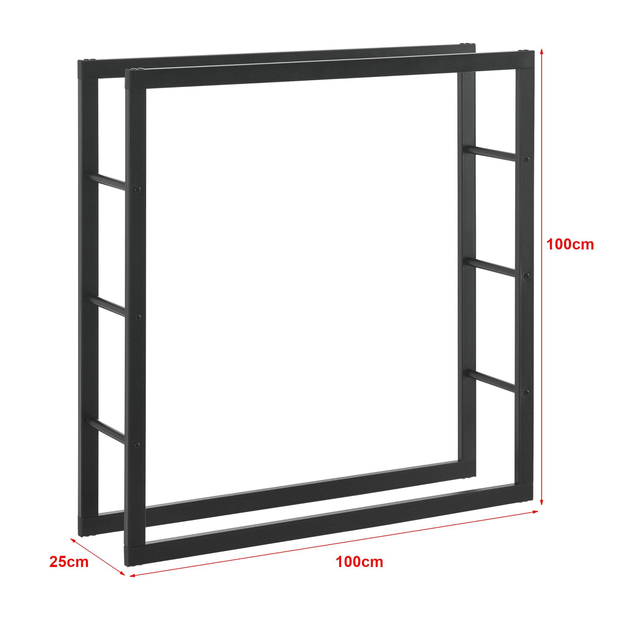 Helloshop26 - Range-bûches pour usage intérieur extérieur porte-bûches design support rangement bois de chauffage en acier 100 x 25 x 100 cm noir - Image 2