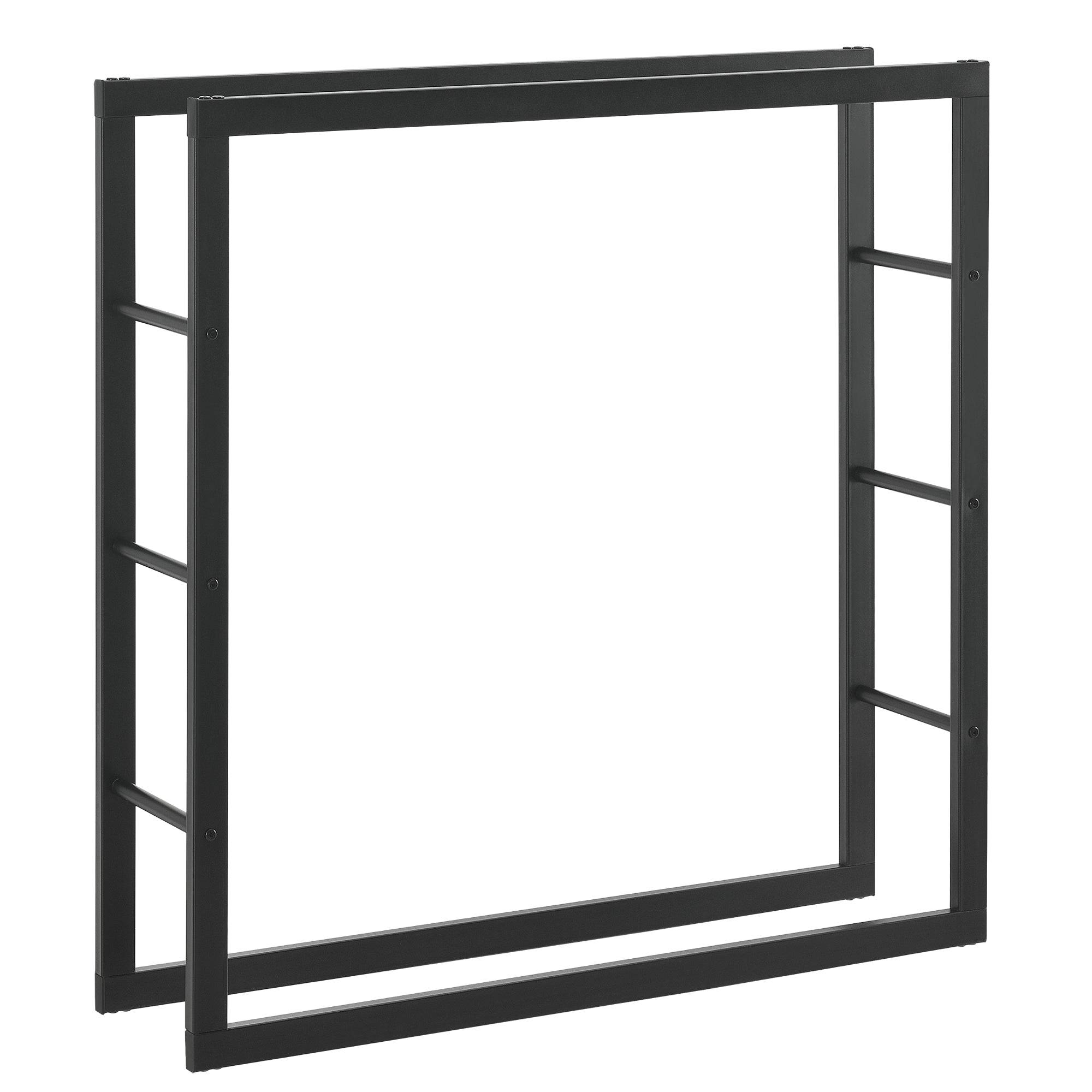 Helloshop26 - Range-bûches pour usage intérieur extérieur porte-bûches design support rangement bois de chauffage en acier 100 x 25 x 100 cm noir - Image 1