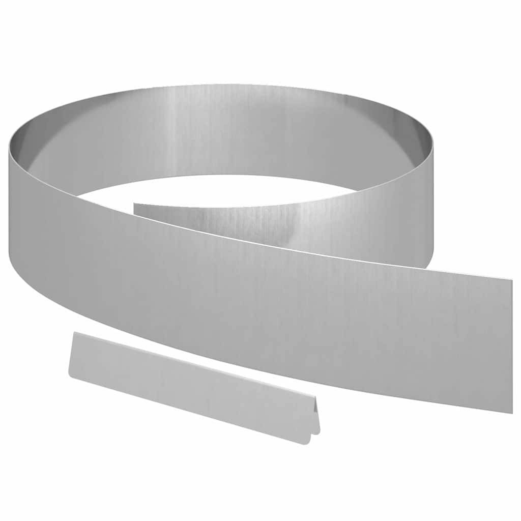 Bordure de jardin 4 pcs acier galvanisé pour aménagement flexible 450x15cm argenté - ComfortXL Outdoor Living - Image 2