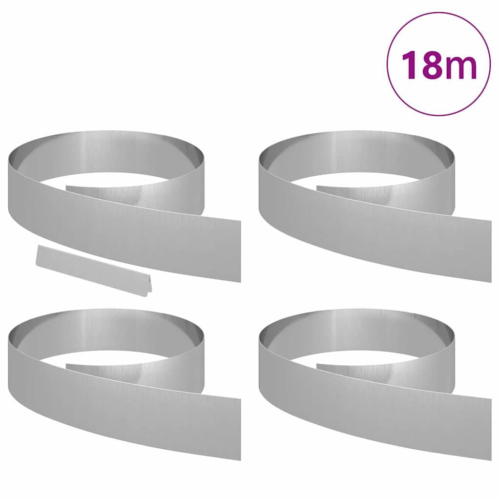 Bordure de jardin 4 pcs acier galvanisé pour aménagement flexible 450x15cm argenté - ComfortXL Outdoor Living - Image 3