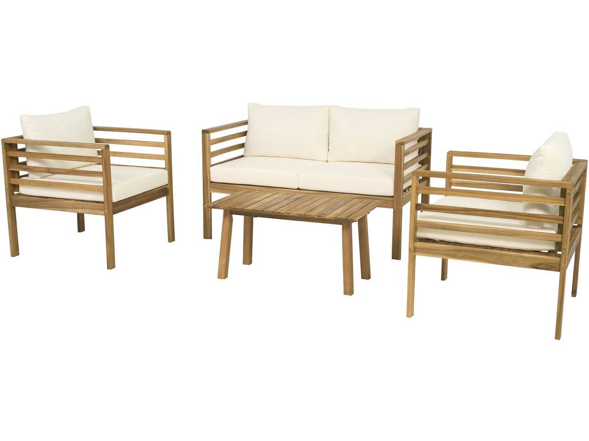 Salon De Jardin En Bois Avec Coussins Inclus "beckham" - 4 Places - Beige -habitat Et Jardin - Image 4