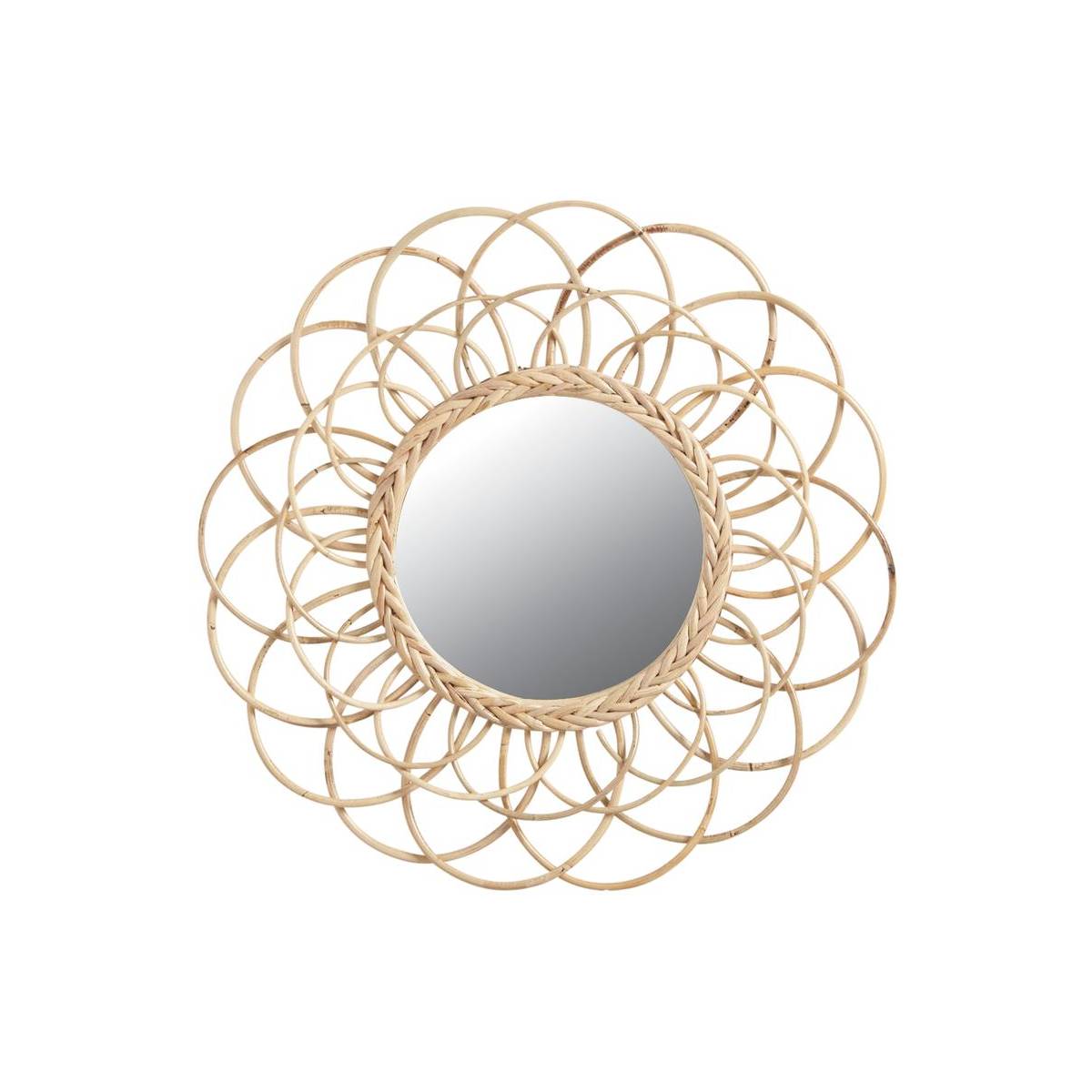 Aubry Gaspard - Miroir en rotin Fleur 54 cm - Image 1