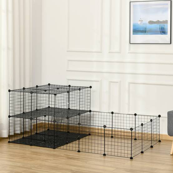Enclos modulaire pour rongeurs, spacieux, facile à monter et doté d'une structure robuste en acier et résine PP (175 x 105 x 70 cm). - Image 4