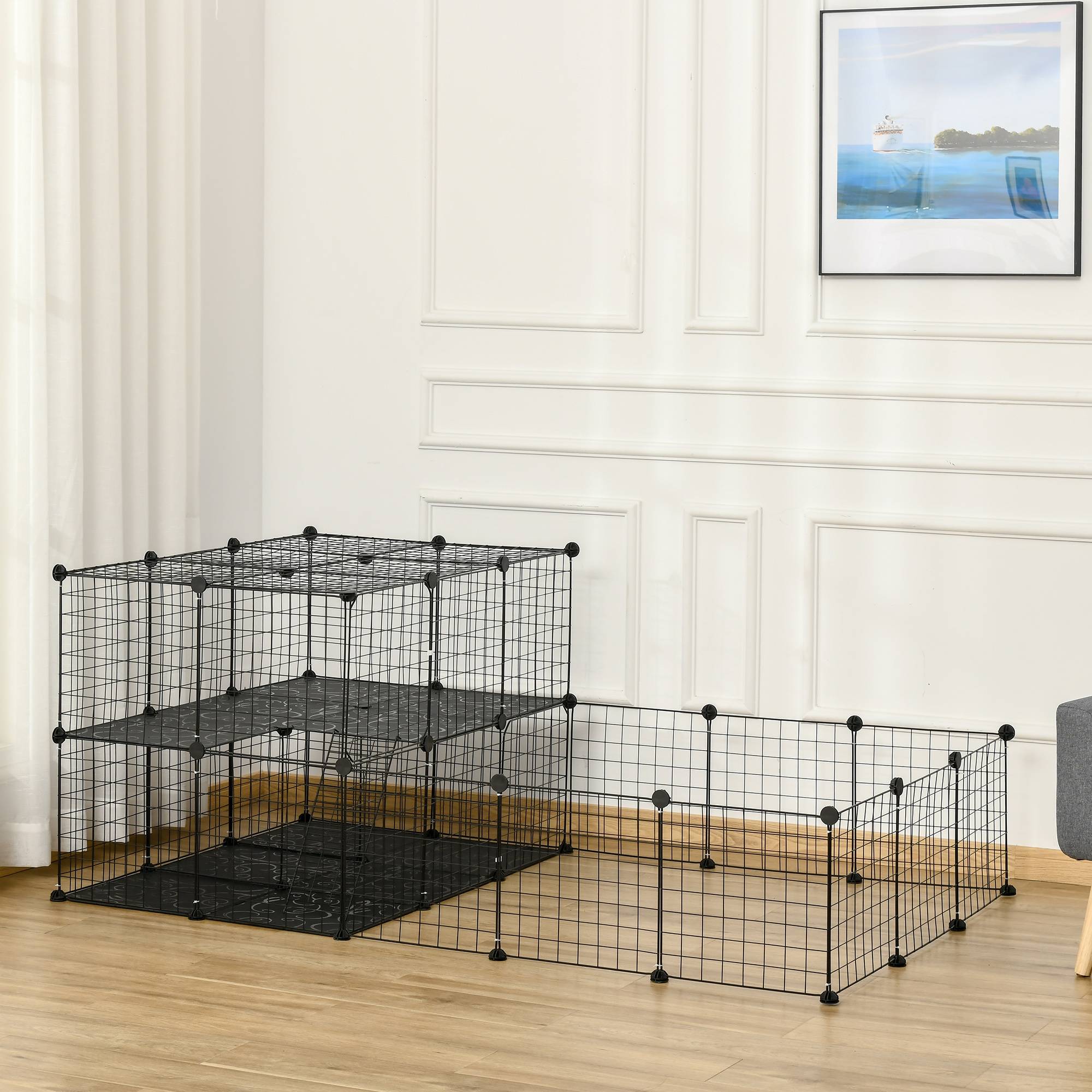 Enclos modulaire pour rongeurs, spacieux, facile à monter et doté d'une structure robuste en acier et résine PP (175 x 105 x 70 cm). - Image 4