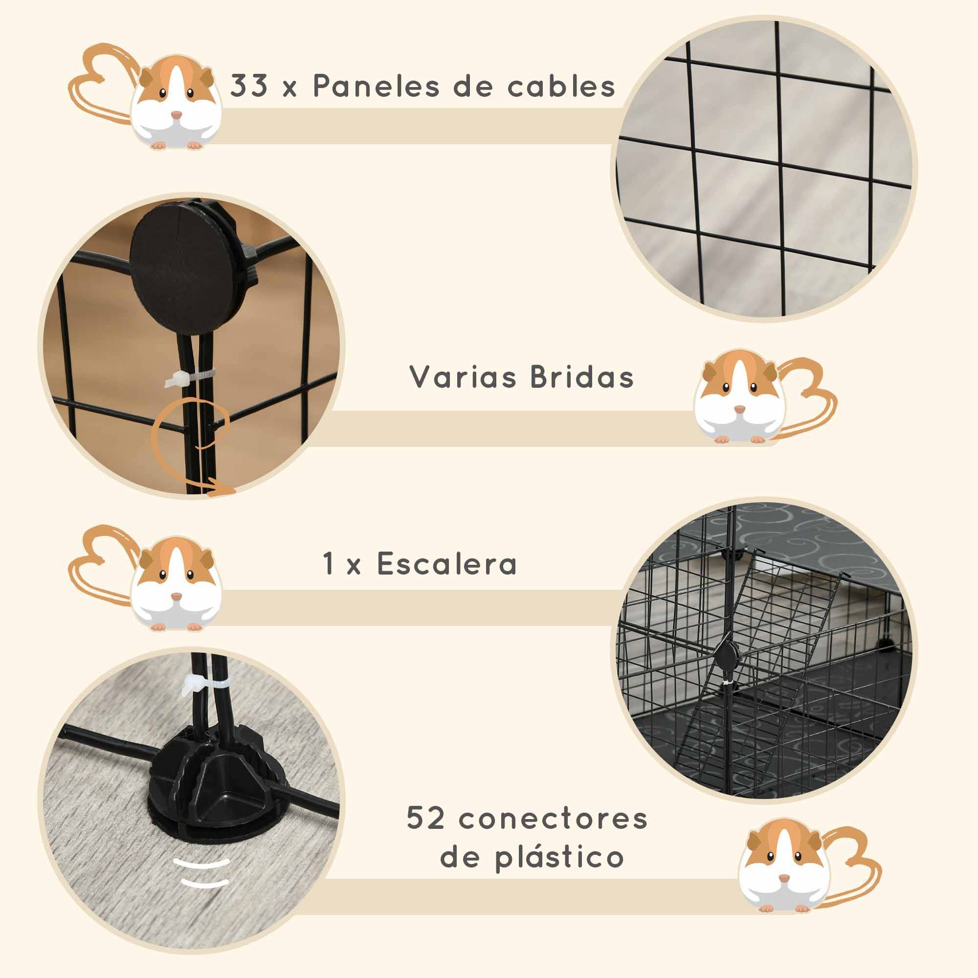 Enclos modulaire pour rongeurs, spacieux, facile à monter et doté d'une structure robuste en acier et résine PP (175 x 105 x 70 cm). - Image 8