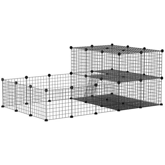Enclos modulaire pour rongeurs, spacieux, facile à monter et doté d'une structure robuste en acier et résine PP (175 x 105 x 70 cm). - Image 2