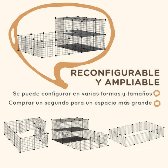 Enclos modulaire pour rongeurs, spacieux, facile à monter et doté d'une structure robuste en acier et résine PP (175 x 105 x 70 cm). - Image 7