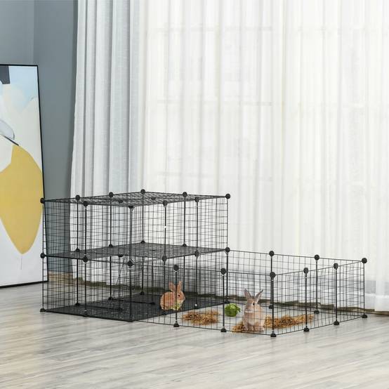 Enclos modulaire pour rongeurs, spacieux, facile à monter et doté d'une structure robuste en acier et résine PP (175 x 105 x 70 cm). - Image 3
