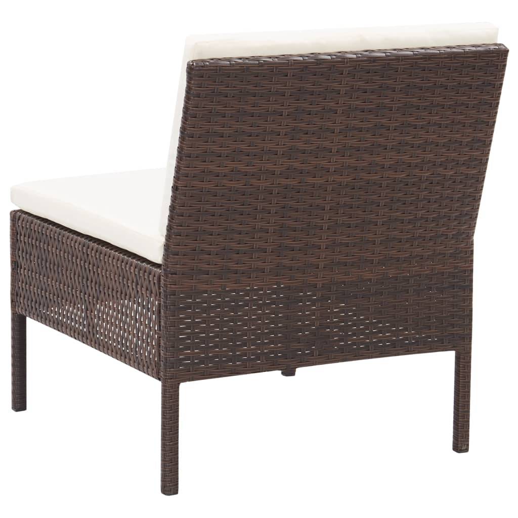 Helloshop26 - Salon de jardin meuble d'extérieur ensemble de mobilier 5 pièces avec coussins résine tressée marron - Image 6