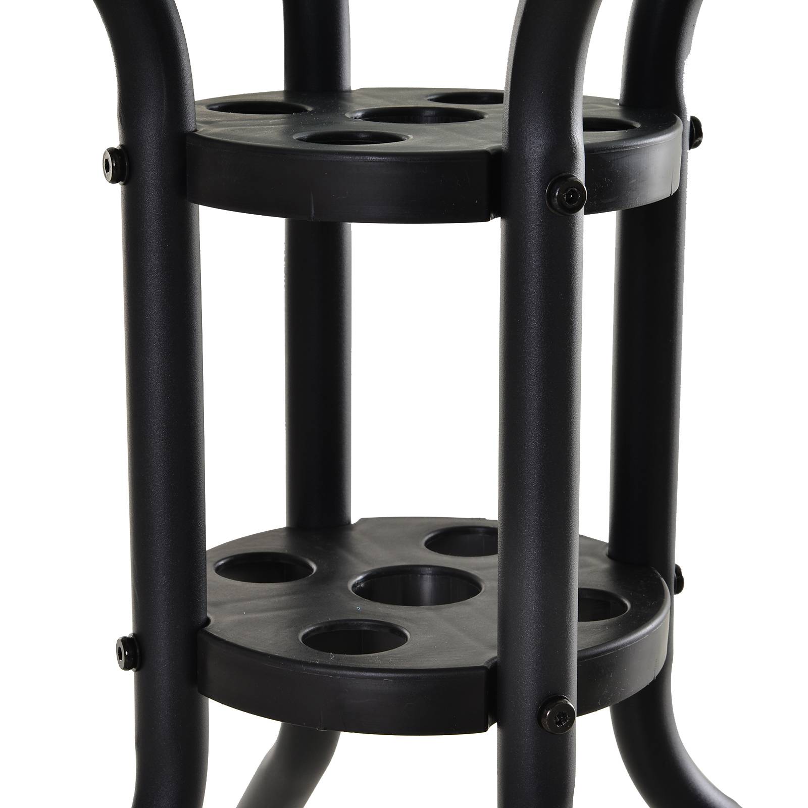 Table de Jardin Ronde Ø80 x 72 cm en Verre Trempé, Structure Métal, Trou Parasol, Patio/Terrasse/Balcon, Noire - Image 9