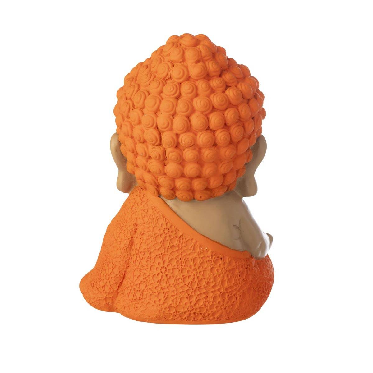 J-Line - Statuette Déco Moine Zen "Boudhi" 20cm Orange - Image 3