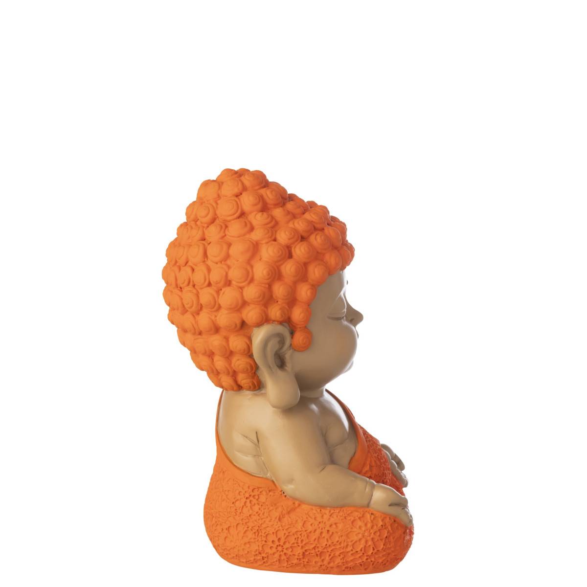 J-Line - Statuette Déco Moine Zen "Boudhi" 20cm Orange - Image 2