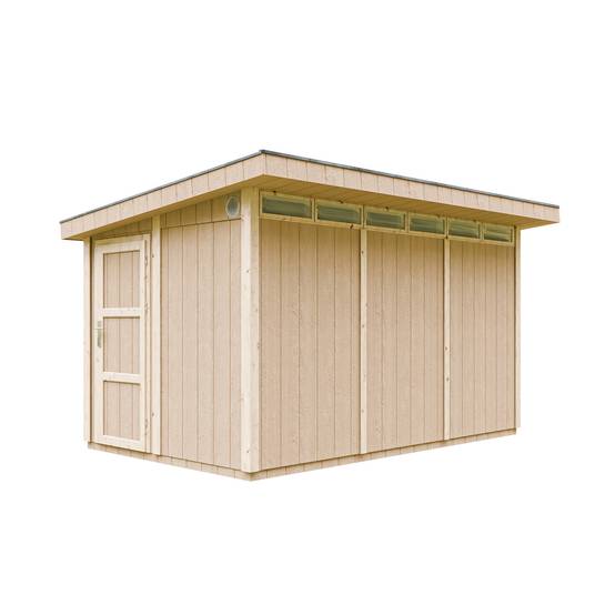 Timbela - Abri de Jardin Qualité Premium 9m² / L412xL279cm - Kit tout compris avec sol, tuiles bitumineuses, set de peinture - Timbela M904-HARVEST HONEY - Image 3