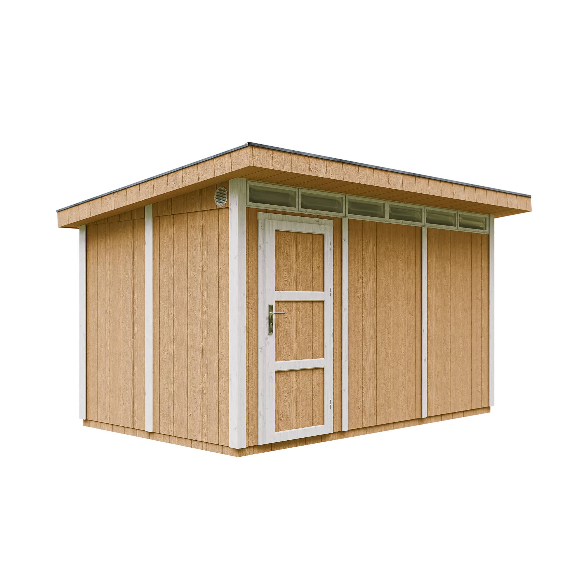 Timbela - Abri de Jardin Qualité Premium 9m² / L412xL279cm - Kit tout compris avec sol, tuiles bitumineuses, set de peinture - Timbela M904-HARVEST HONEY - Image 1