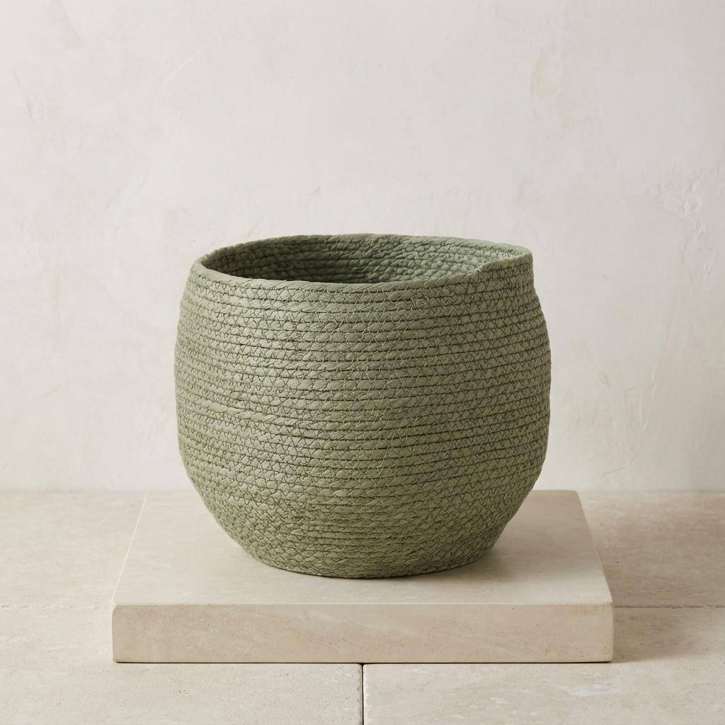 Cache-pot panier vert - D.26cm - Image 2