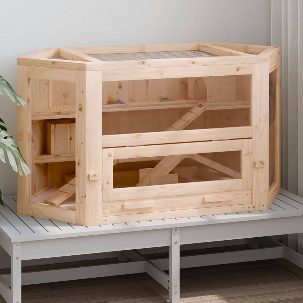 Cage à hamster - Cage pour hamsters 80x40x43 cm bois massif de sapin - Image 1