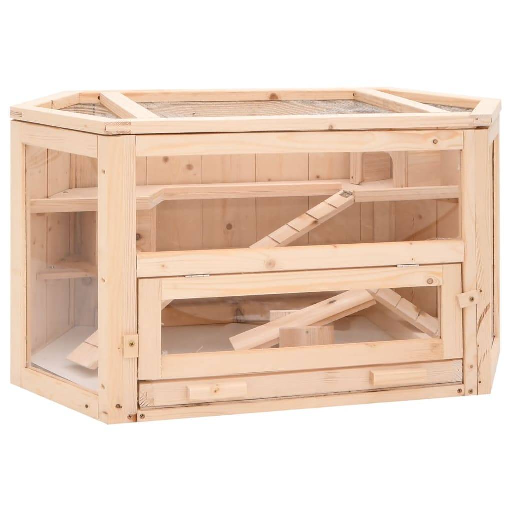 Cage à hamster - Cage pour hamsters 80x40x43 cm bois massif de sapin - Image 2