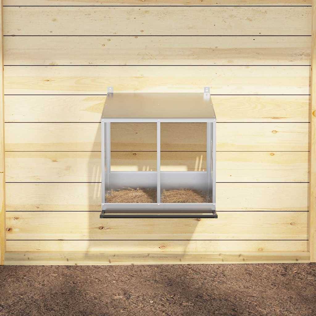 Pondoir de Poules 2 Compartiments Acier Galvanisé Nichoir de Ponte Argenté – ComfortXL Outdoor Living - Image 3