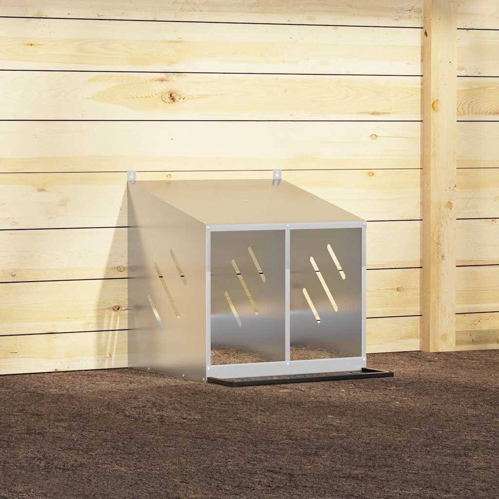 Pondoir de Poules 2 Compartiments Acier Galvanisé Nichoir de Ponte Argenté – ComfortXL Outdoor Living - Image 4