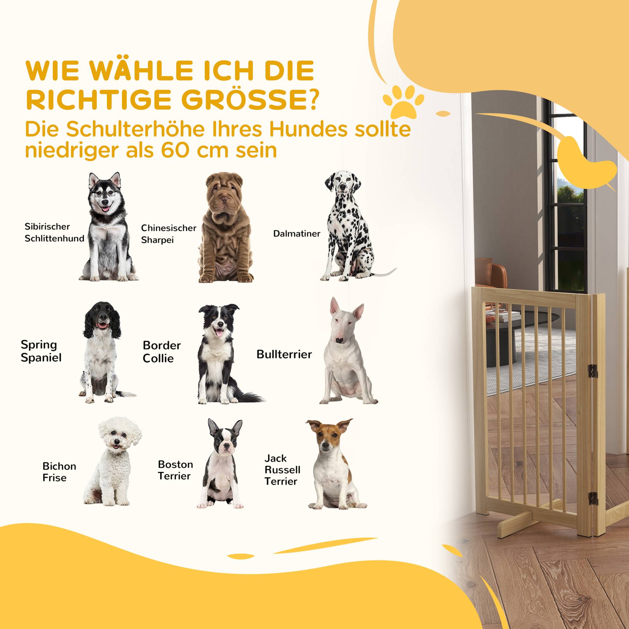 Sans Marque - Barrière pliante pour chien, autonome, avec porte et pieds, cadre en bois, 220x36x91 cm - Image 10