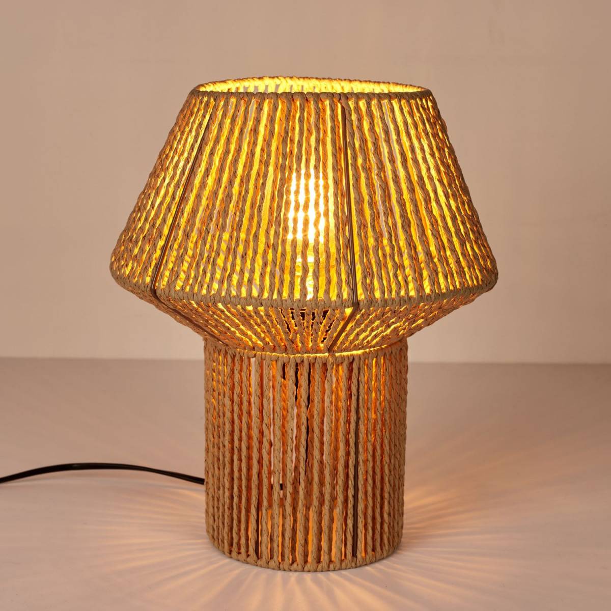 The Home Deco Factory - Lampe à Poser "Corde Tressée" 33cm Naturel - Image 2