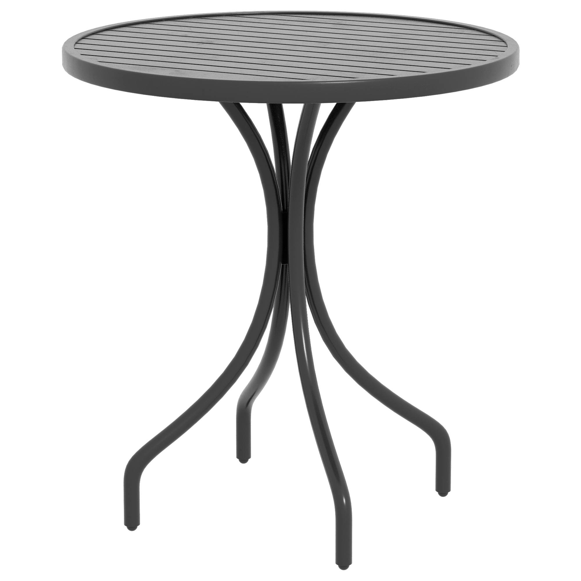 Table de jardin ronde Ø66cm, table d'exterieur en acier galvanisé avec plateau à lattes pour terrasse, balcon, noir - Image 2