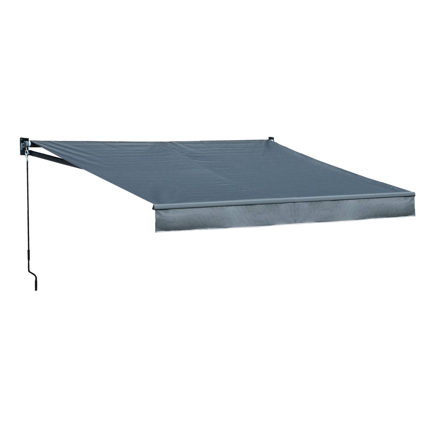 Store banne SAULE 3,5 × 3m - Toile anthracite et structure grise - HAPPY GARDEN - Image 1