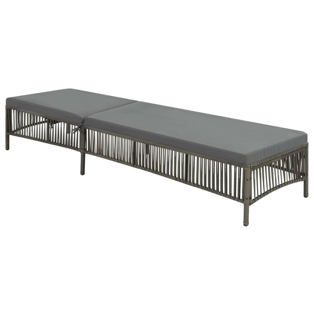 Helloshop26 - Transat chaise longue bain de soleil lit de jardin terrasse meuble d'extérieur avec coussin résine tressée gris - Image 1