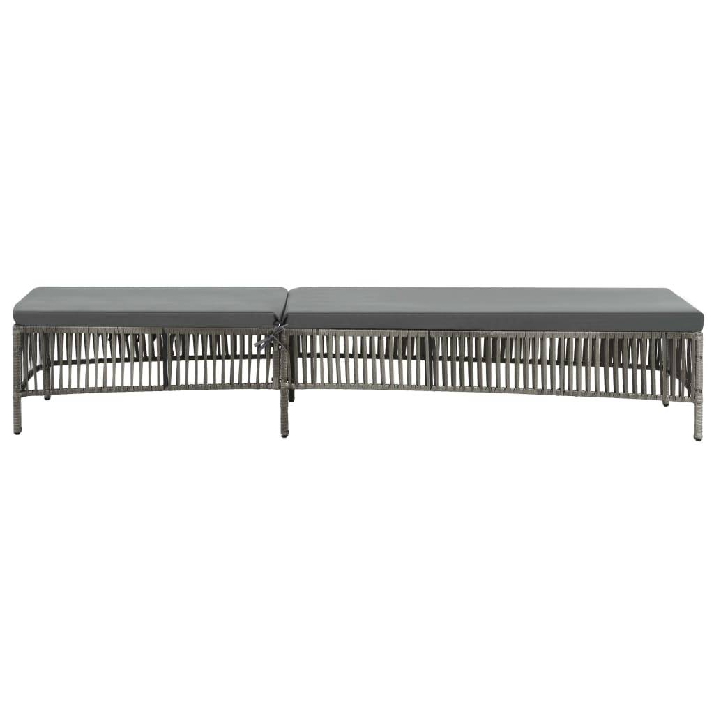 Helloshop26 - Transat chaise longue bain de soleil lit de jardin terrasse meuble d'extérieur avec coussin résine tressée gris - Image 2