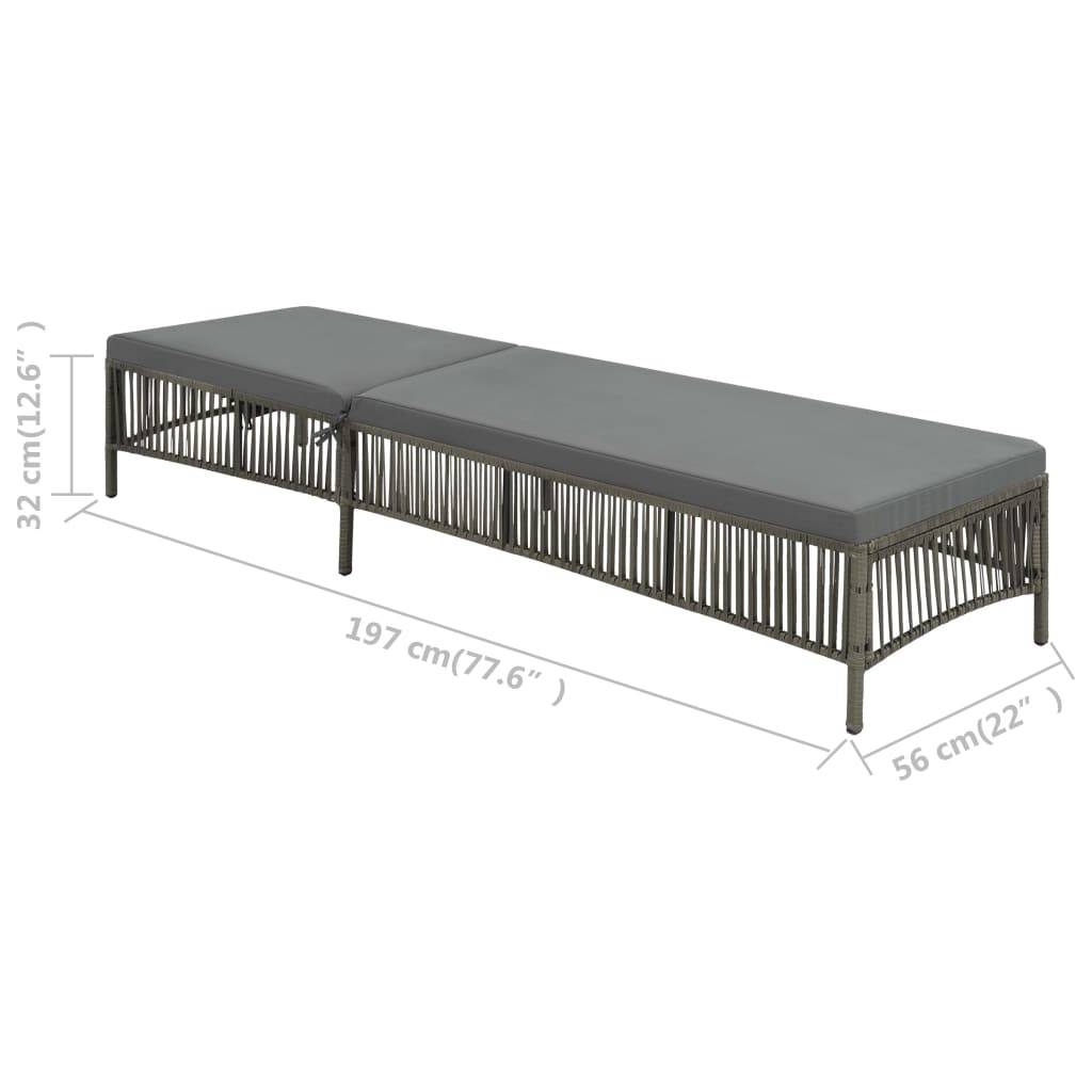 Helloshop26 - Transat chaise longue bain de soleil lit de jardin terrasse meuble d'extérieur avec coussin résine tressée gris - Image 6