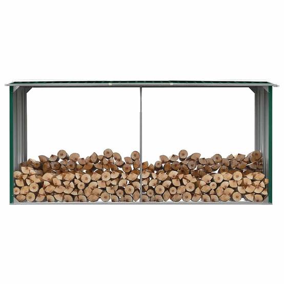 Abri de Stockage Bois XXL Acier Galvanisé pour Jardin 330x92x153 cm Vert - ComfortXL Outdoor Living - Image 1