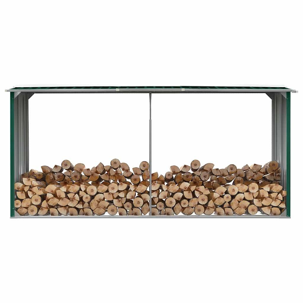 Abri de Stockage Bois XXL Acier Galvanisé pour Jardin 330x92x153 cm Vert - ComfortXL Outdoor Living - Image 1