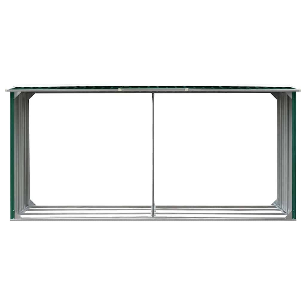 Abri de Stockage Bois XXL Acier Galvanisé pour Jardin 330x92x153 cm Vert - ComfortXL Outdoor Living - Image 3