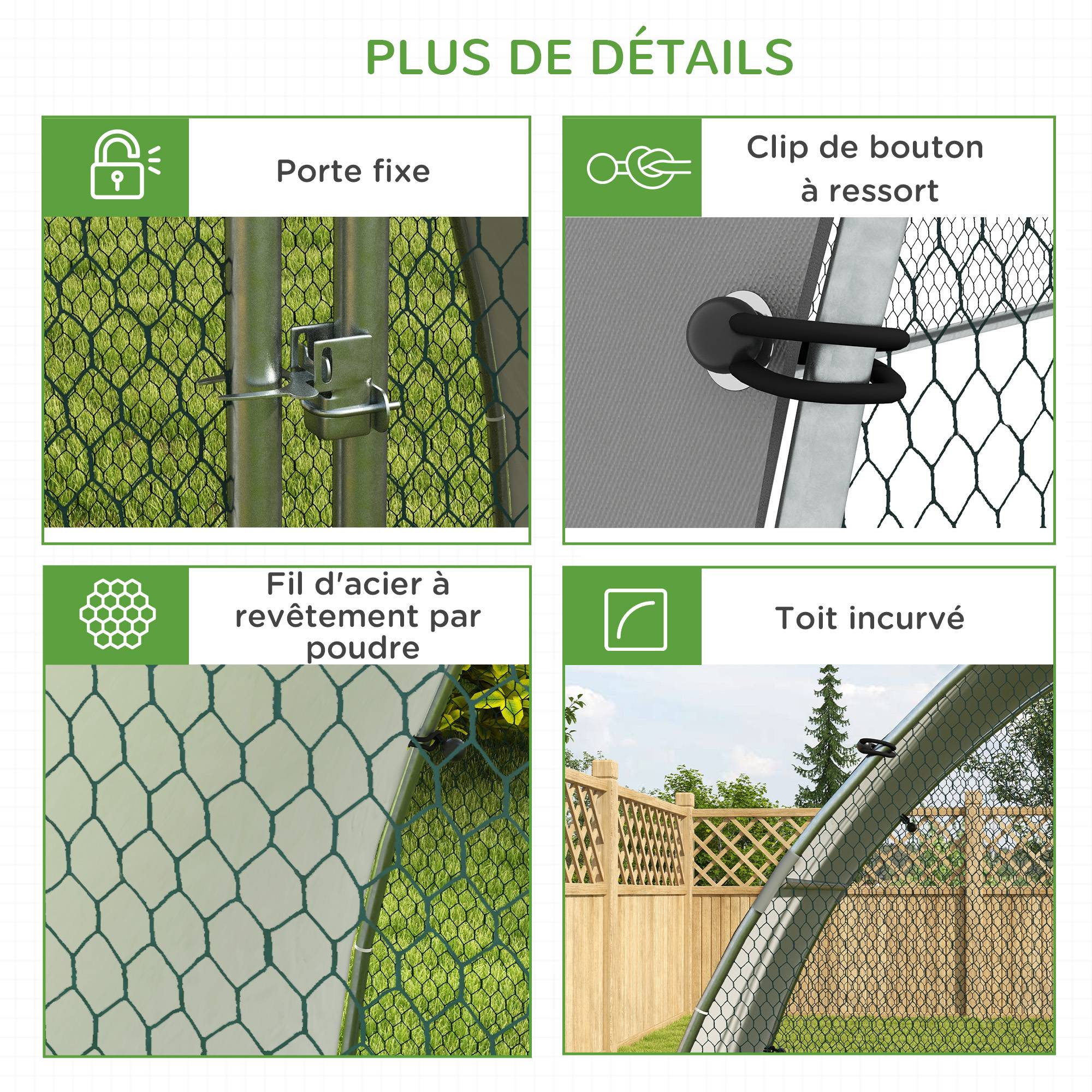 Enclos pour volailles acier galvanisé gris 304 x 190 x 220 cm - PANGIVO - Image 9