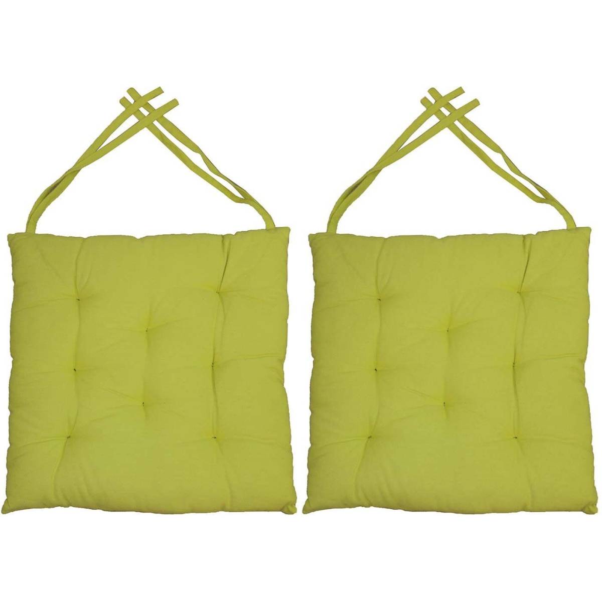 Jardindeco - Galette de chaise en coton uni 40 cm 8 points (Lot de 2) - Image 1