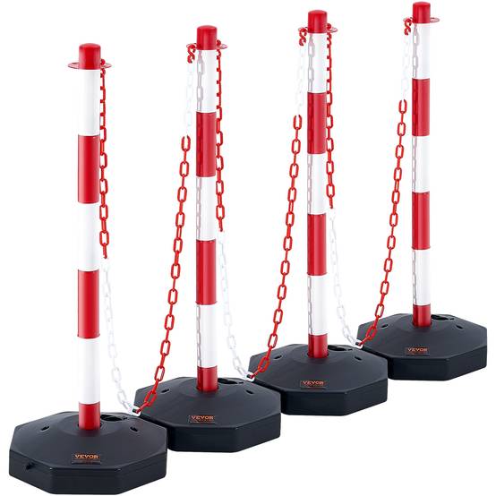 VEVOR 4PCs Poteaux de Signalisation Cône de Signalisation Rouge et Blanc 2,4 m - Image 1