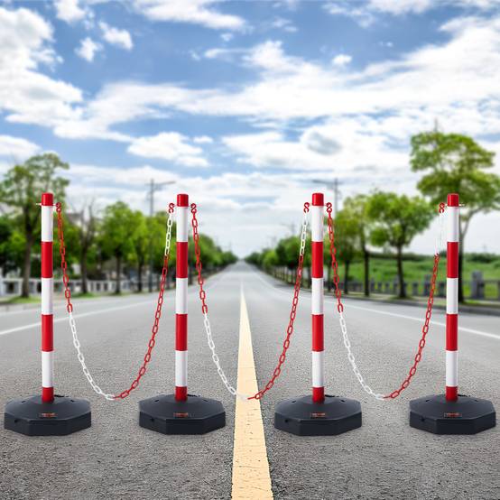 VEVOR 4PCs Poteaux de Signalisation Cône de Signalisation Rouge et Blanc 2,4 m - Image 8