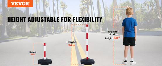 VEVOR 4PCs Poteaux de Signalisation Cône de Signalisation Rouge et Blanc 2,4 m - Image 9