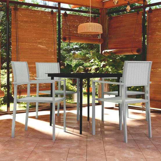 ComfortXL - Salon de Jardin 4P Plastique Aspect Rotin et Acier Blanc – ComfortXL Outdoor Living - Image 1