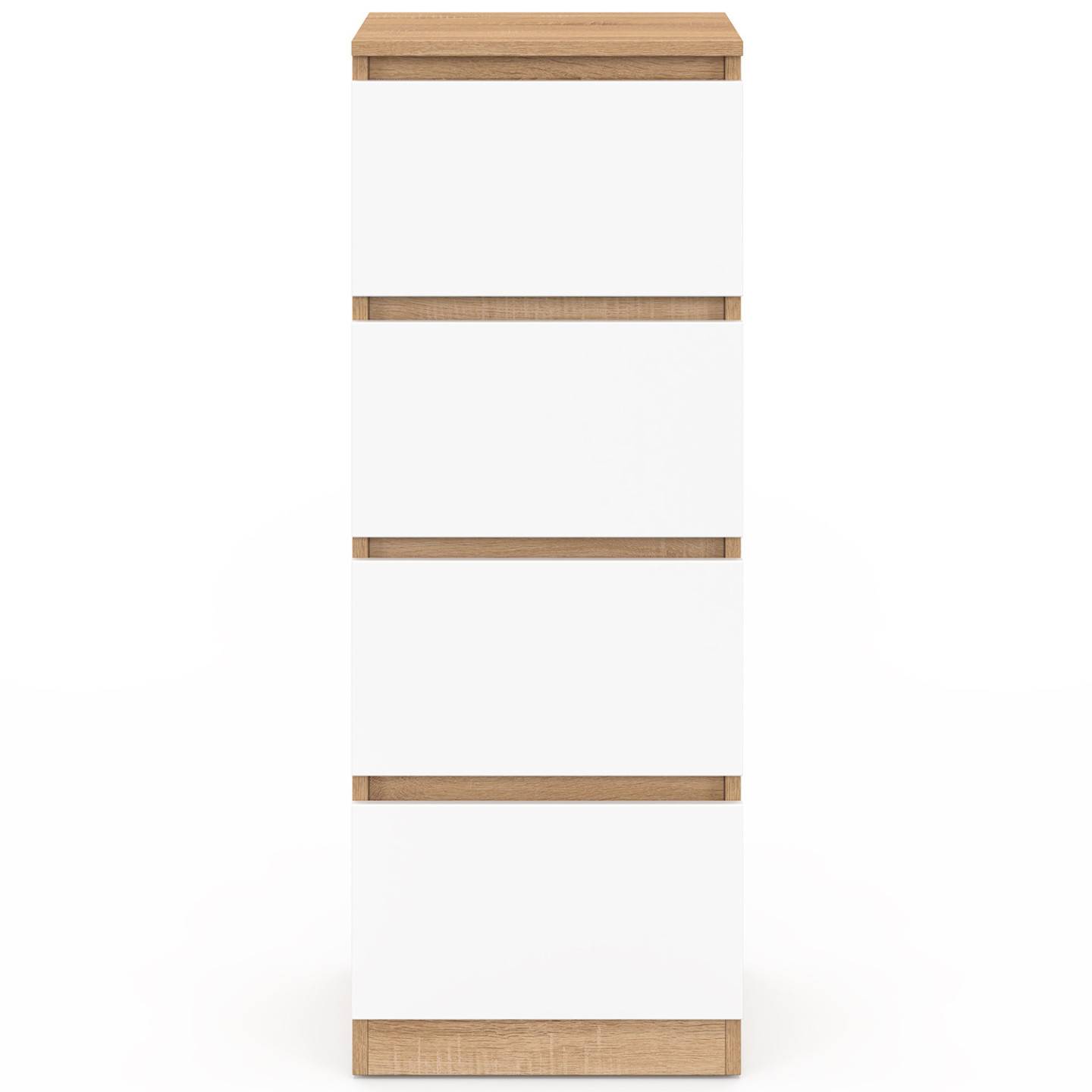 IDMARKET - Meuble d'appoint 4 tiroirs TOMI 30x30x80 cm chiffonnier pour entrée salle de bain bois façon hêtre et blanc - Image 3