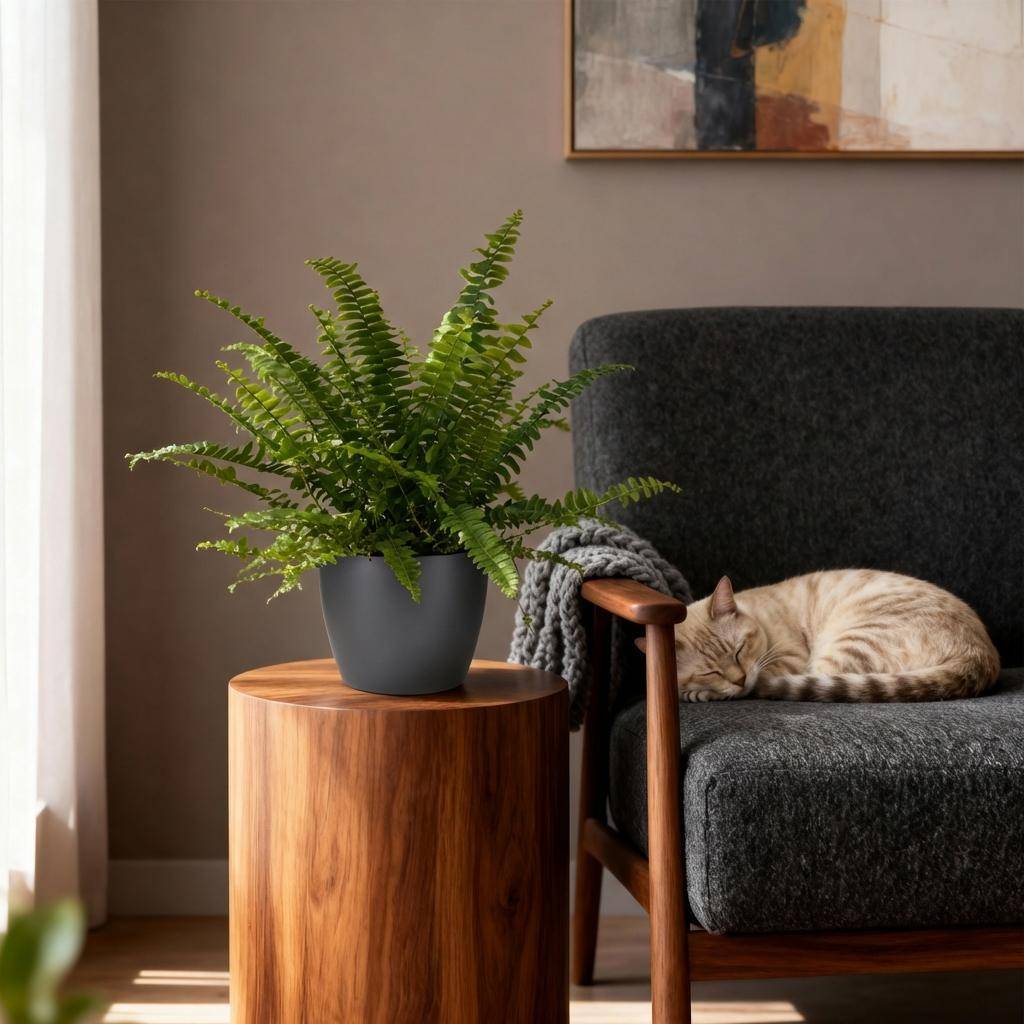 Nephrolepsis exaltata Green Lady - Pet-friendly - Pot de 12cm - Hauteur 25-30cm - 4 plantes - Gris - Plantes d'intérieur - Image 4