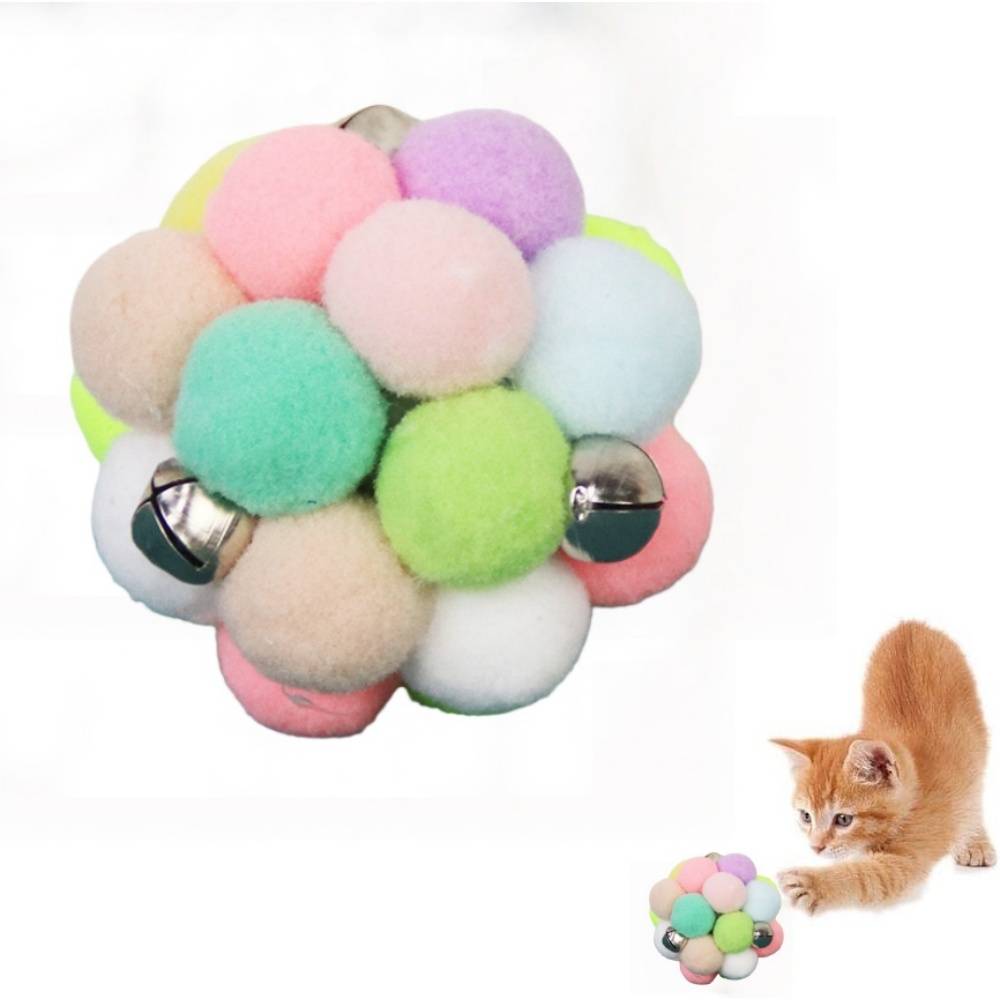 Jouets pour chats--Balle rebondissante pour chat avec herbe à chat et clochette - Jouet interactif - Living123 - Image 1