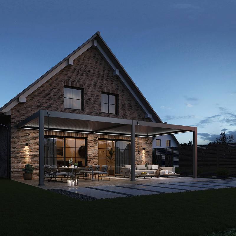 Ombrea - Kit LED Pergola Bioclimatique adossée 4x8M - Image 1