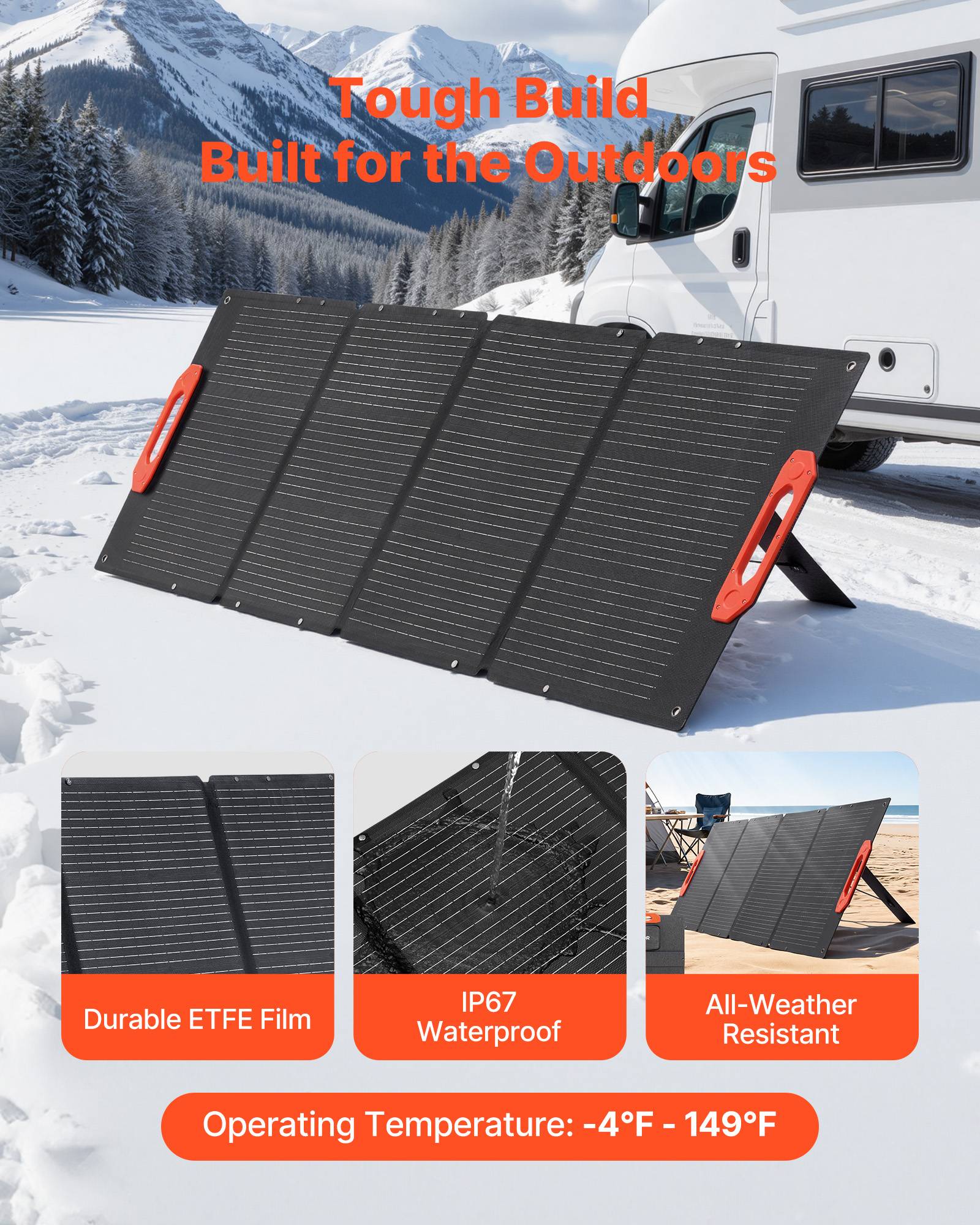 Vevor - VEVOR Panneau Solaire Portable Chargeur Solaire Pliable Monocristallin 150 W - Image 5