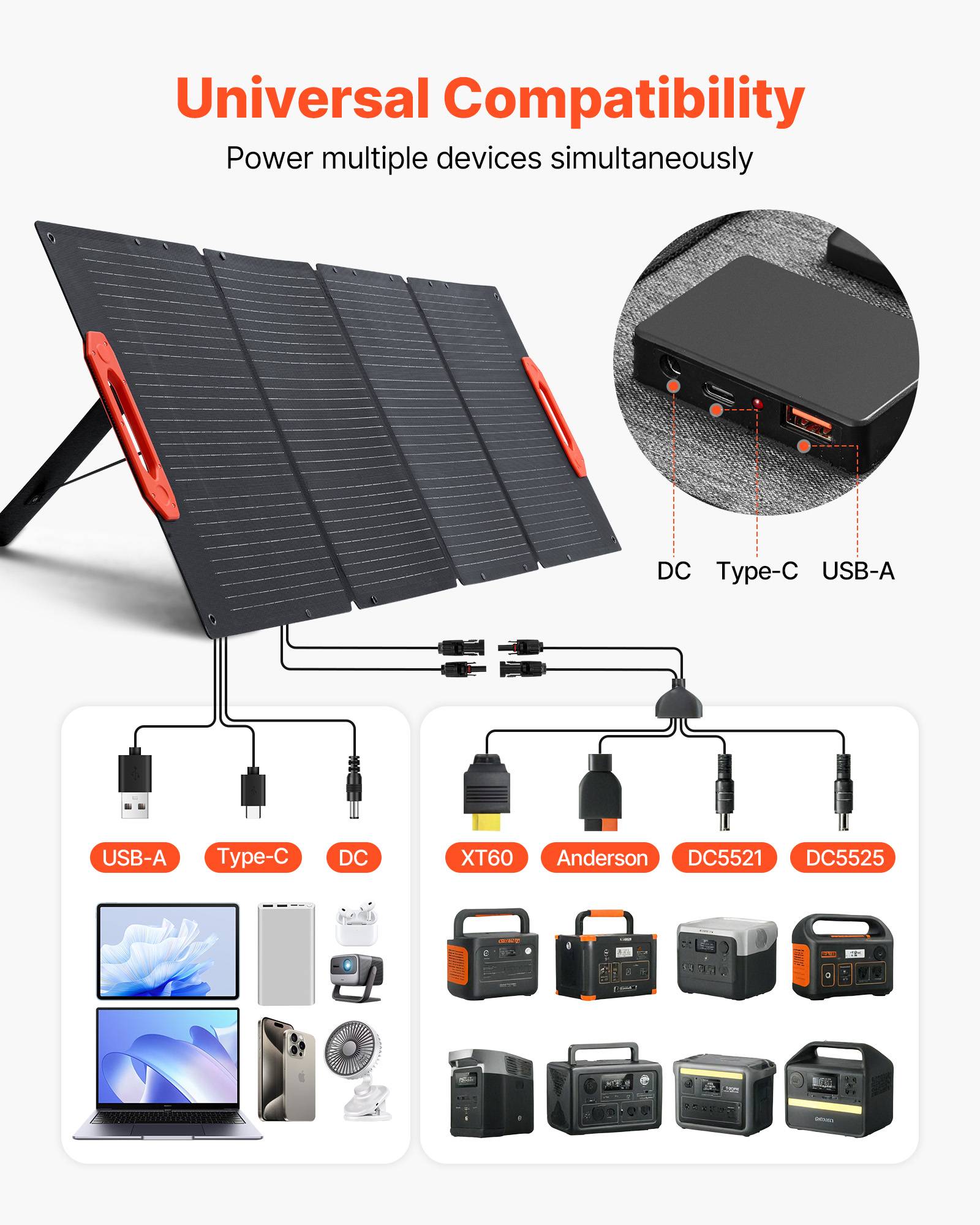 Vevor - VEVOR Panneau Solaire Portable Chargeur Solaire Pliable Monocristallin 150 W - Image 3