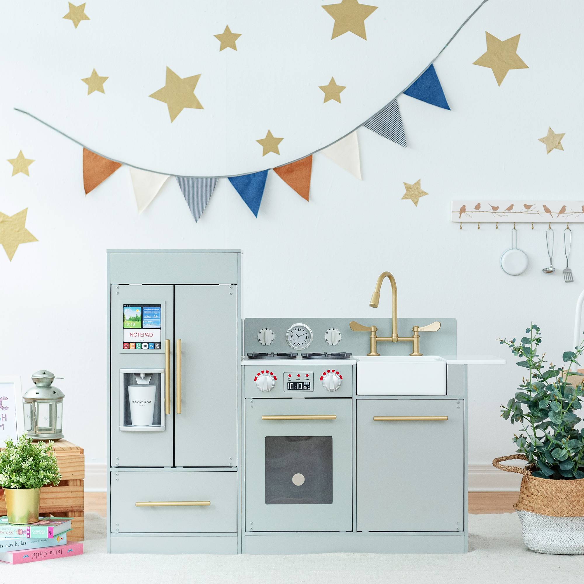 Cuisine en bois pour enfants 81 cm, Gris Teamson Kids - Image 5